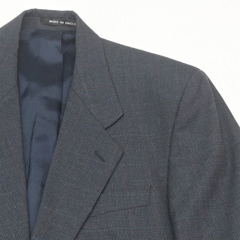Alexandre of England 40R 32x32 Blue Houndstooth Check 100% Wool Mens Suit gallery