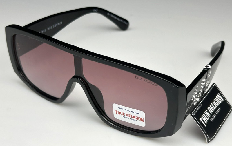 TRUE RELIGION Women’s Black Frame Purple Lens Designer Sunglasses TR57985 NEW