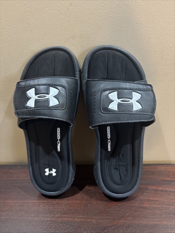 Under Armour Slides Sandals Boys Size 5Y Memory 4D-Foam Black 5 Youth Unisex