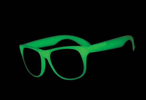 GLOW IN THE DARK GREEN VINTAGE RETRO SMOKE LENS SUNGLASSES PARTY GLASSES UVB UVA gallery