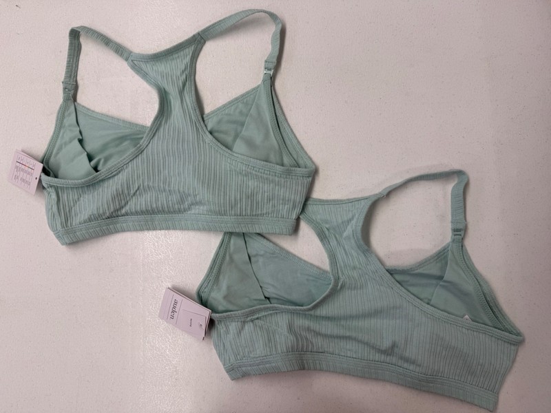 2 ~ AUDEN ~ Womens Racerback Nursing Maternity Bra Green Unlined Seamless Size M gallery