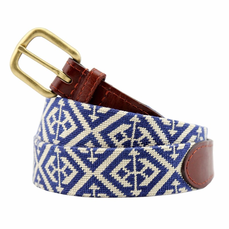 Smathers & Branson Men’s Scarsdale Dress Belt 42 Blue/White