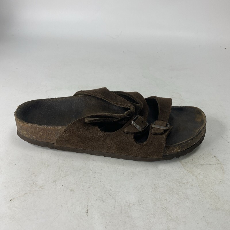 Birkenstock Florida Mocha Brown Suede Leather Sandals Slides 3 straps EU38 W7 M5