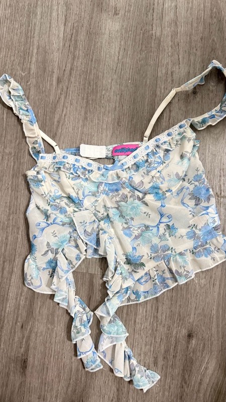 Edikted Floral Cascade Ruffle Bra Top
