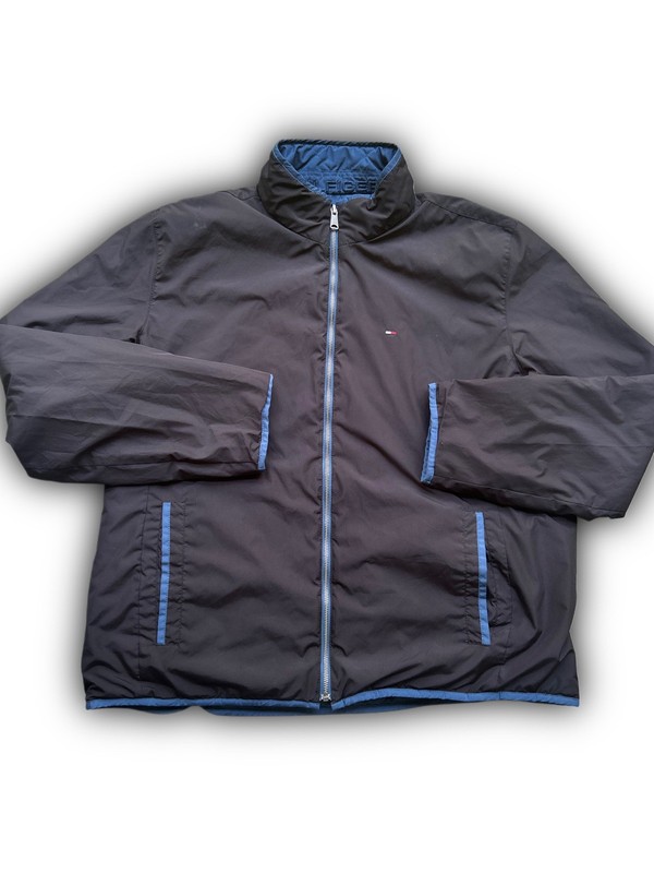 Tommy Hilfiger Men’s Quilted Full Zip Jacket Blue/Black M Stand-Up Collar