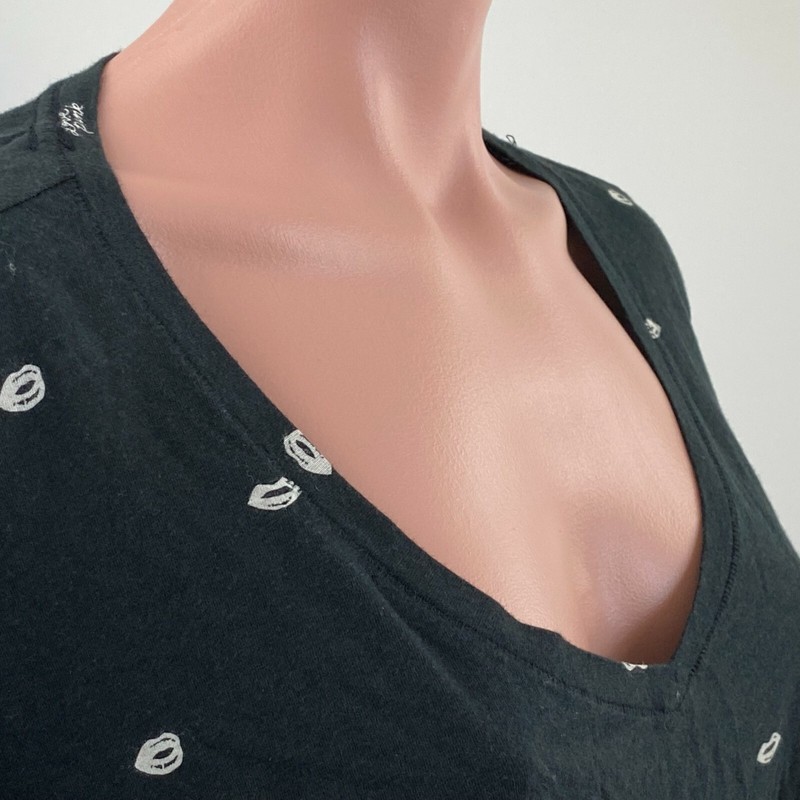 Victoria's Secret PINK Long Sleeve V Neck Crop Tee Top Shirt Black Size L NWT gallery