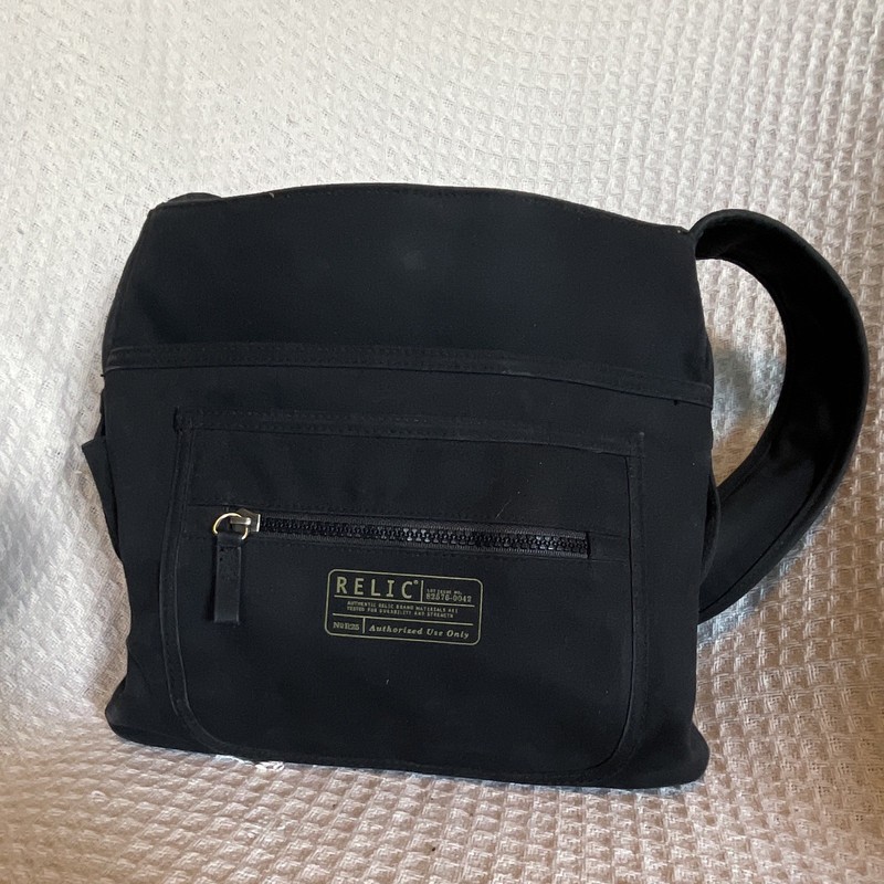 Relic Black Shoulder/Crossbody Bag Zip & Magnetic Closure Leopard Lining Pockets
