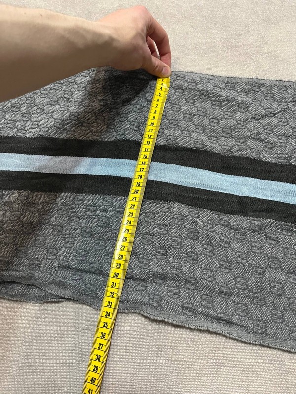 Gucci Wool Scarf Gray Monogram Vintage Y2K Scarves Mens Womens 180x33Cm 70x13in gallery