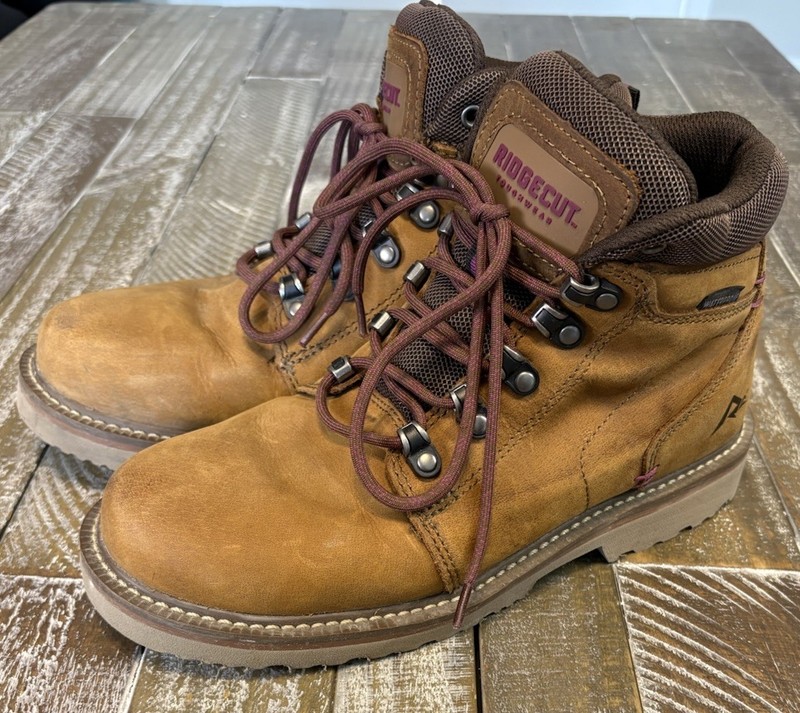 Ridgecut Toughwear Lace-Up Work Boots Fits Women’s Size US 9M Brown Tan YWF-2106