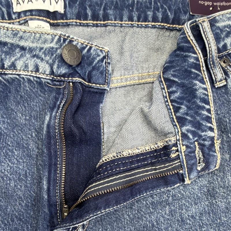Ava & Viv Women's Plus 24 Blue Denim Midi Shorts High Rise Relaxed Stretch gallery