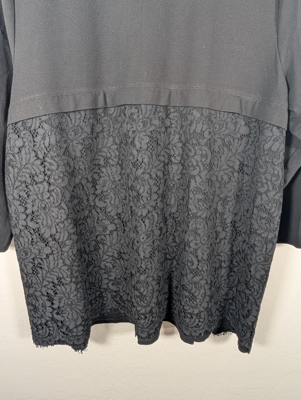 J Jill Ponte Shirt Womens XL Black Floral Back Long Sleeve Tunic Top Stretch gallery