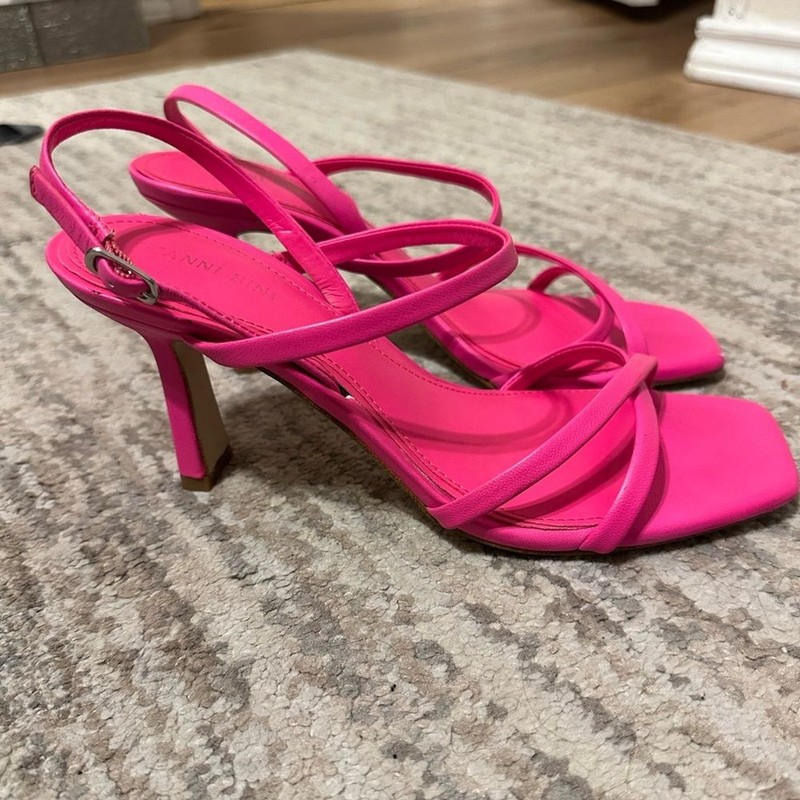 Gianni Bini Hot Pink Square Toe Strappy Heels gallery