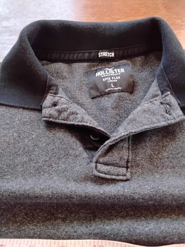 Hollister Mens Polo Shirt Grey L Epic Stretch gallery