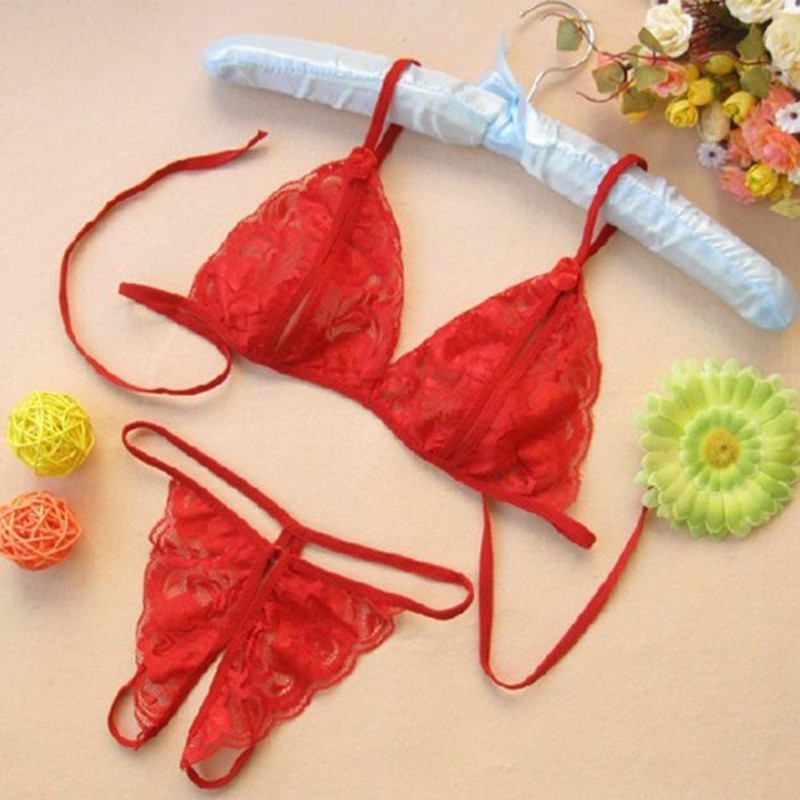Sexy Lingerie Lace Bra G-string Thong Set Babydoll Sleepwear Underwear Nightwear gallery
