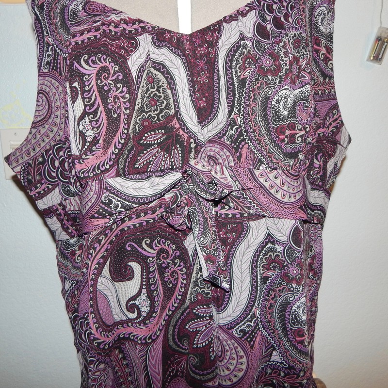 Apt 9 Plus Size 3X Black Purple Paisley Bohemian Top Blouse Shirt Boho Tie gallery