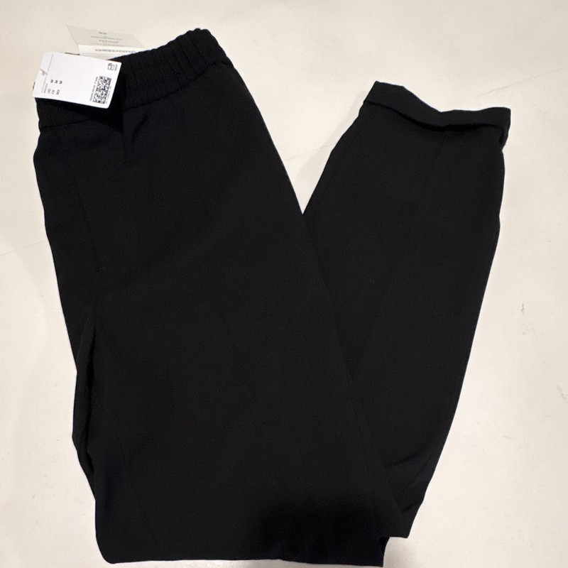 H&M men Black Slim Fit Cropped Stretch Pants Elastic Waist, Size M
