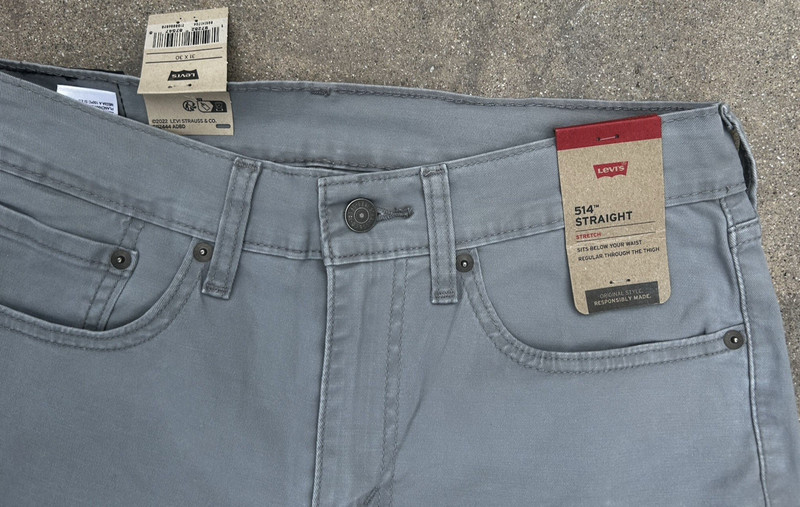 New Levi's 514 Straight Fit Stretch Medium Grey Pants Jeans Men Size 31x30 Blend gallery