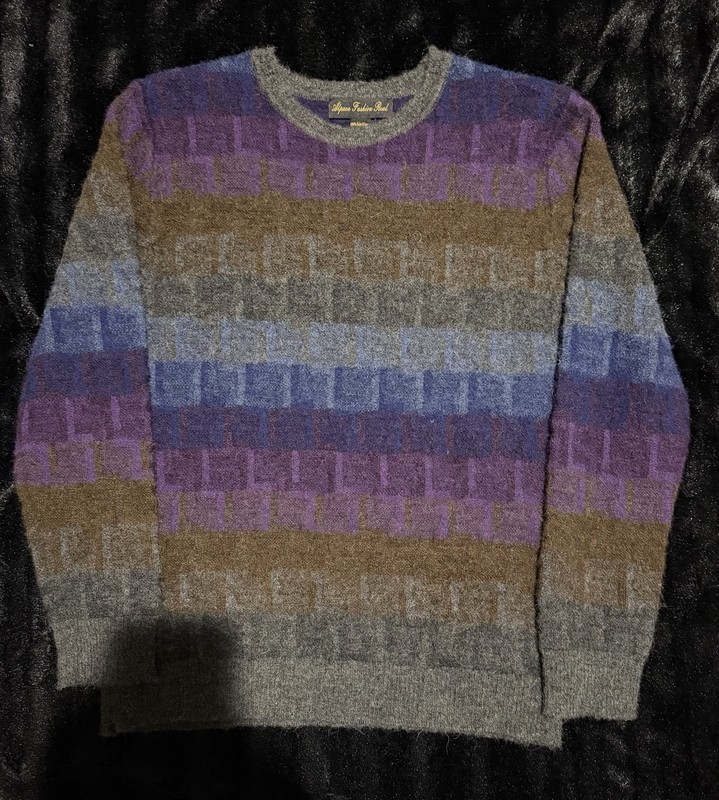 Alpaca Fashion Real Multicolor 100% Alpaca Sweater Preppy Mens Size Medium