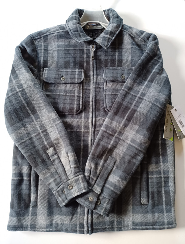 Free Country Men’s Small Plaid Sherpa Lined Shirt Jacket Shacket Flannel Zipper