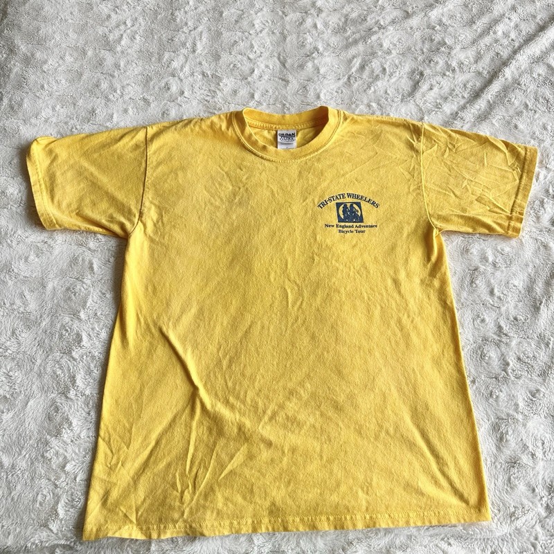 Vintage Biking Shirt Tee Mens Medium Gold New England Bike Vermont New Hampshire gallery