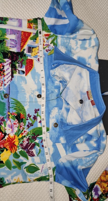 TUDOR COURT DENIM JACKET Tropical Festival Coastal Resort Colorful Sz L NWOT gallery