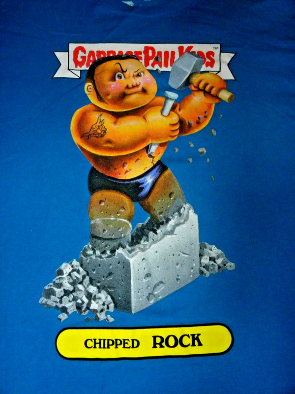 Garbage Pail Kids WWE Chipped Rock T-Shirt 2X Ripple Junction Blue Parody Tee