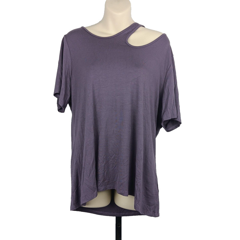 Short Sleeve Shirt Sz XL Willow Young Contemporary Burgundy Neck Cutout