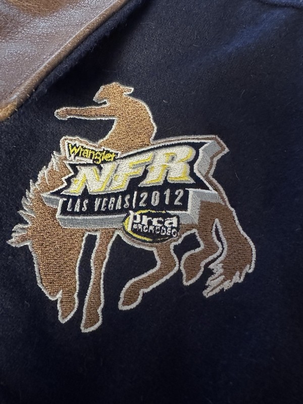 Mens 3XL NFR Vest Wrangler Boyd Gaming Las Vegas Western Vest Wool Leather Rodeo gallery