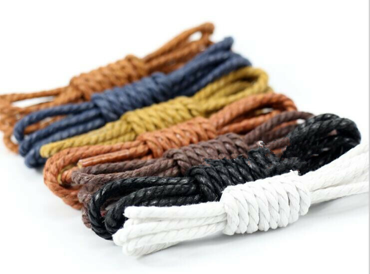 1 pair Three Strands Waxed Shoelaces Leather Shoe String Weave shoelace rope gallery