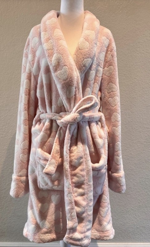 Day Dream Ultra Soft Robe By Berkshire Home Pink With White Hearts Size S/m
