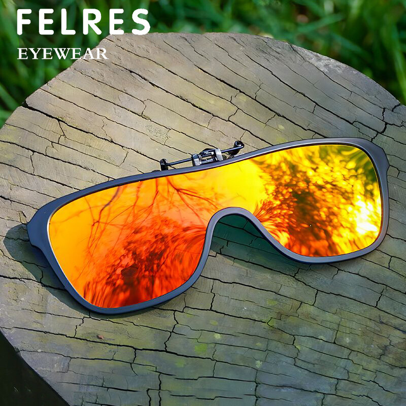 Unisex Flip Up Clip on Sunglasses Polarized Glasses Driving Siamese Lens Glasses