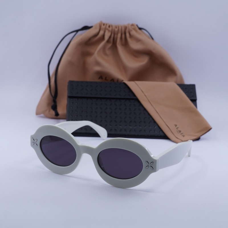 New Azzedine Alaïa AA0059S 002 Ivory/Grey 49-22-140 Sunglasses