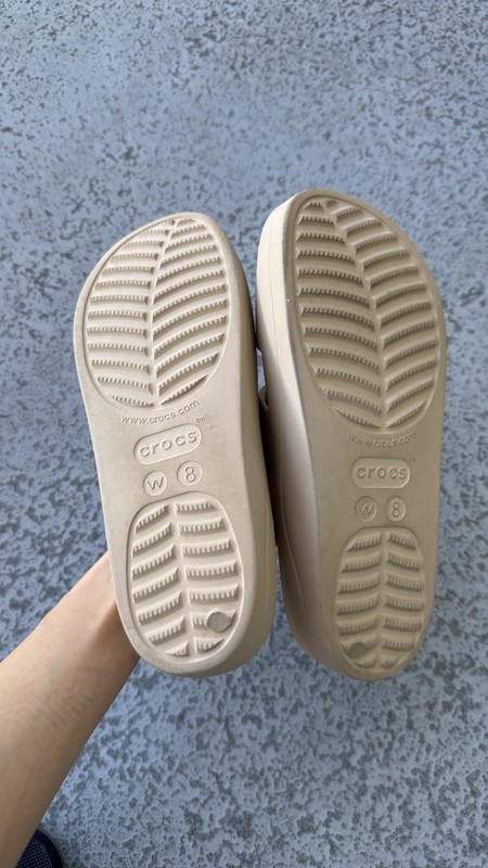 Crocs Women’s Baya Beige Platform Slide Sandals US 8 gallery