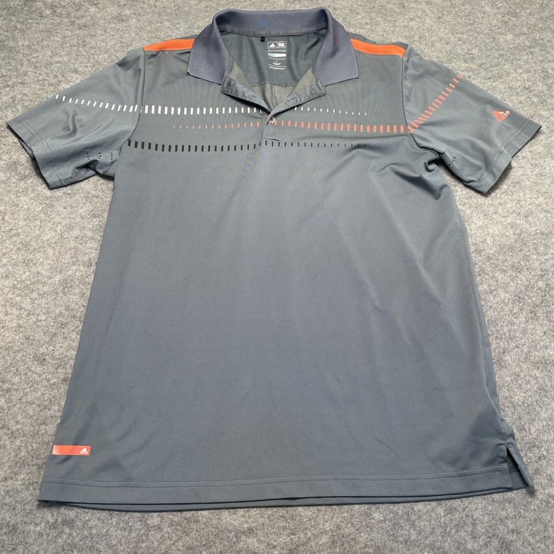 Men’s Adidas Puremotion Golf Polo Size L Gray And Orange Logo