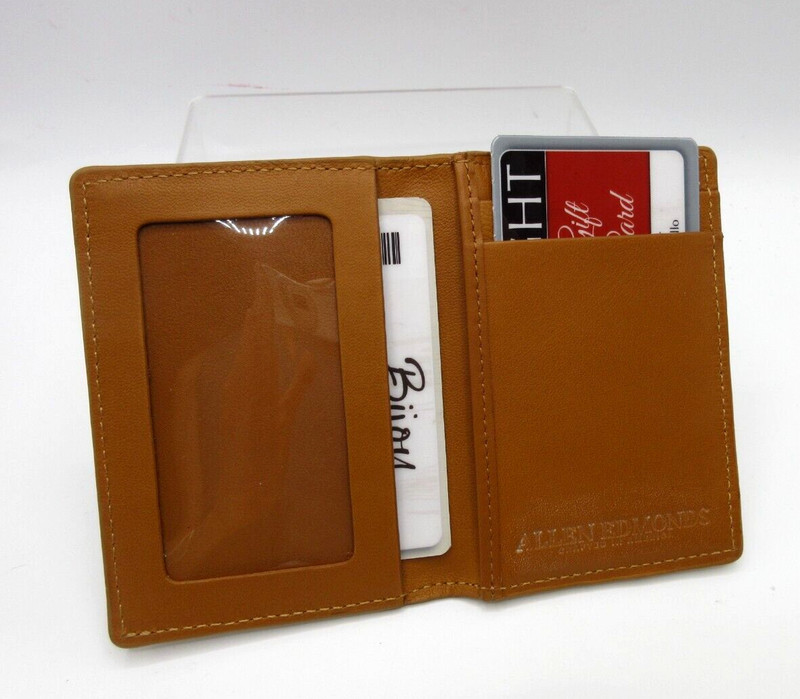 Allen Edmonds Crafted in AMERICA Leather Foldover Card Case with ID Window TAN gallery