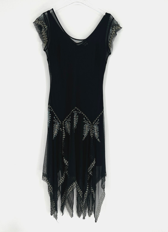 Vtg ECI New York Dress Womens 8 Y2K Fairy Boho Western Country Festival Beaded