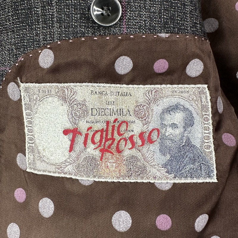 Tiglio Rosso Suit Mens 42R Gray Windowpane 1 Button Wool Super 150 34x28 3 Piece gallery
