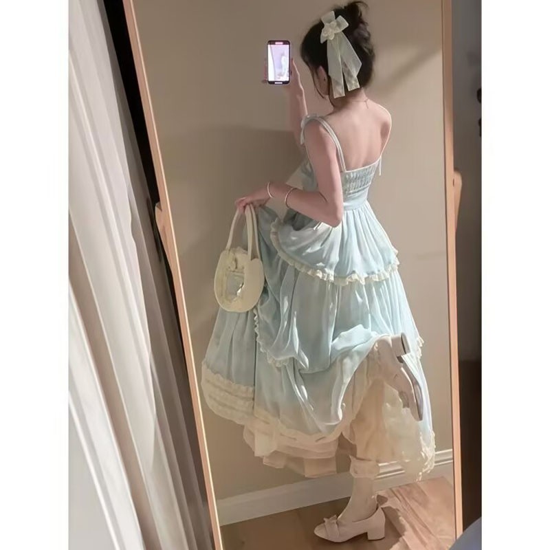 Lolita Sweet Womens Princess A-Line Dress Long Party Cute Fairy Summer Dress gallery