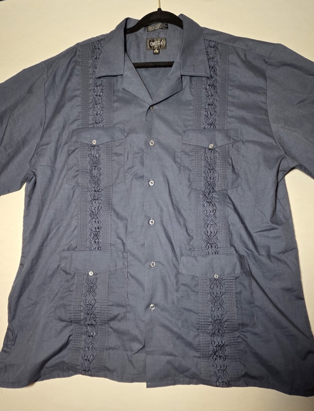 2XL 18-18.5 Mens Omega Italy Dress Shirt with 4 front Pockets gallery