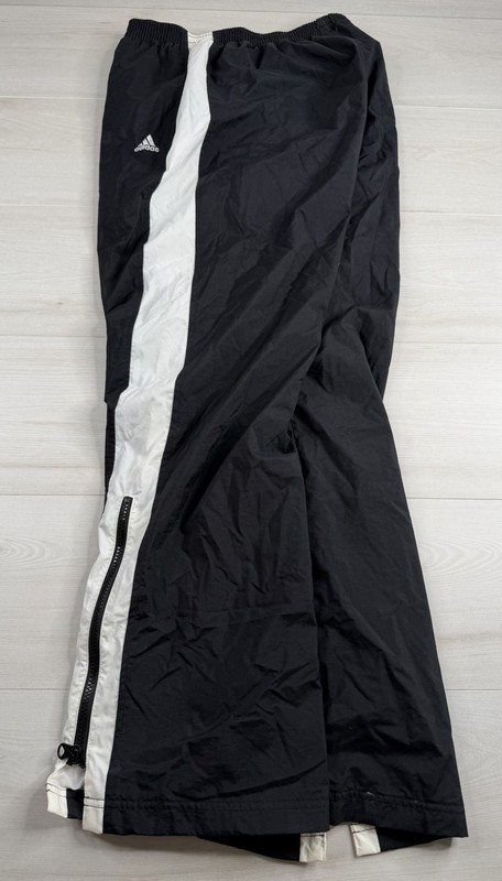 Vtg Adidas Track Pants Mesh Lined Striped Black Baggy Ankle Zip 2000s Y2K Mens M gallery