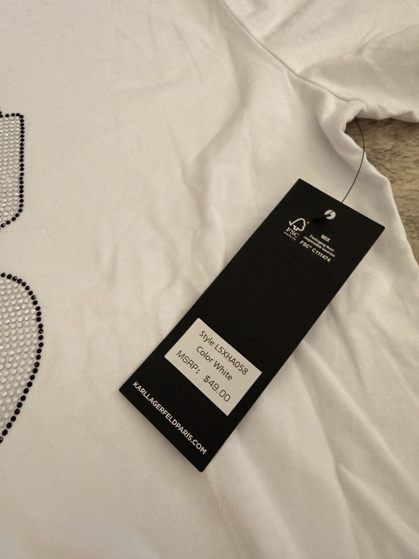 Karl Lagerfeld Embellished Cat Rhinestone Choupette T-Shirt Studded Size M NWT gallery