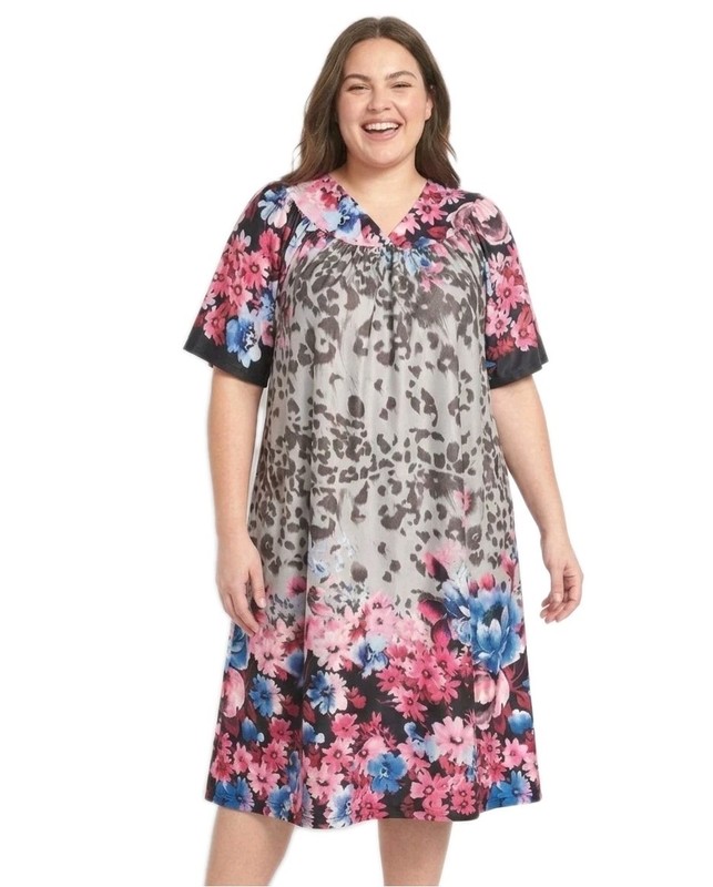 Anthony Richards VTG Leopard Floral Midi Mumu House Patio Dress Women’s 2X