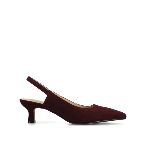 Journee Paulina Women Oxblood Vegan Suede Slingback Pumps Size 8M New gallery