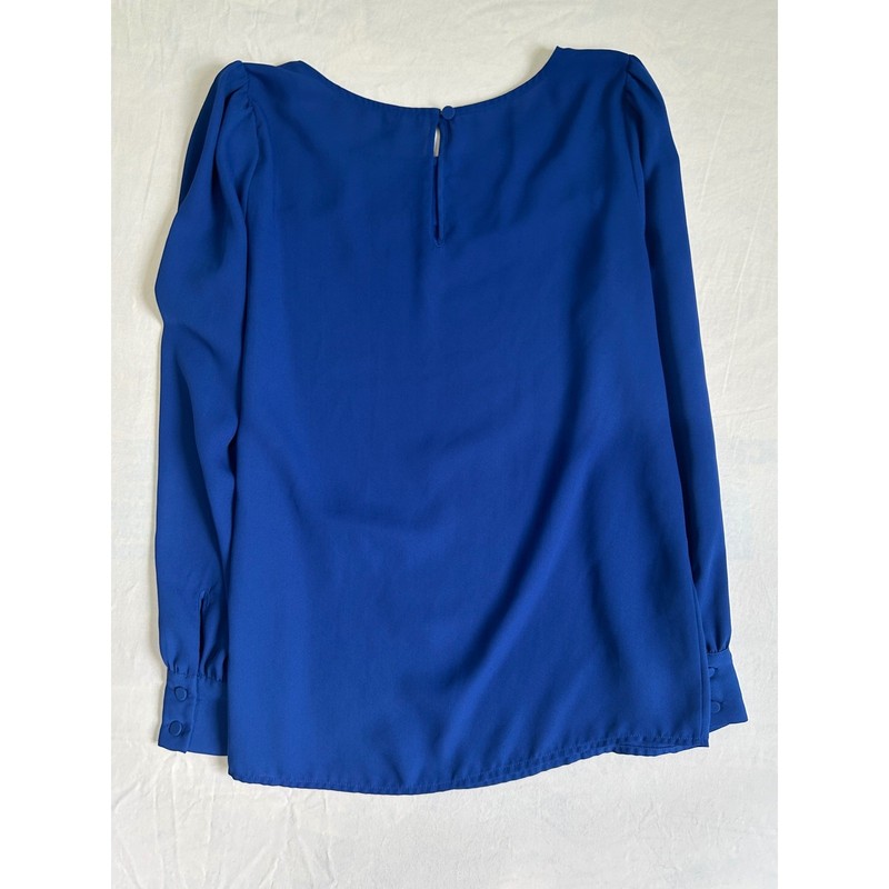 J.Crew Womens Royal Blue Long Sleeve Keyhole Back Blouse Top XS gallery