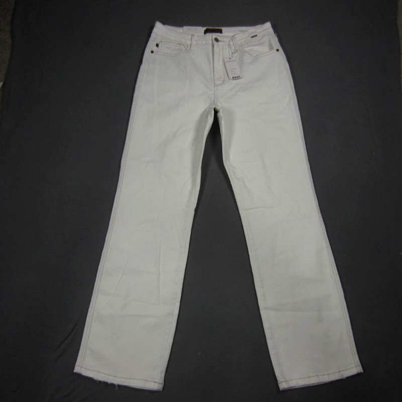 Judy Blue Womens 13/31 Jeans Whiteout Cream Straight High Waist Distressed NWT gallery