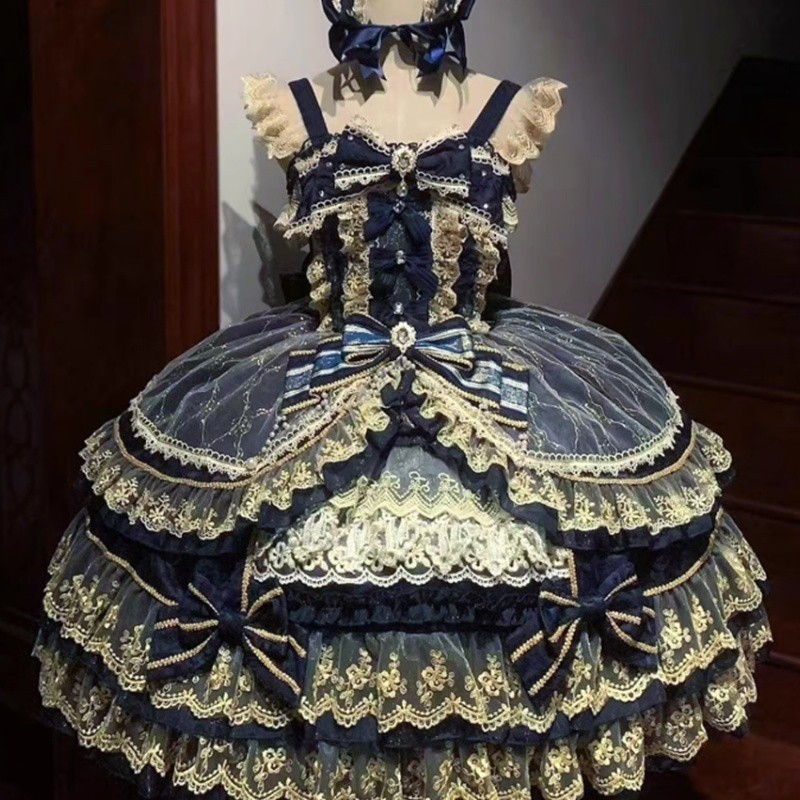 Japanese women Gothic Lolita Ruffled jsk dress Cosplay