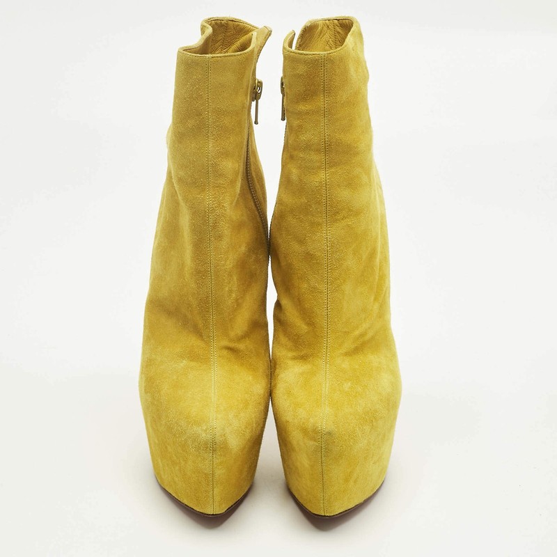 Christian Louboutin Yellow Suede Lady Daf Platform Ankle Boots Size 37 gallery