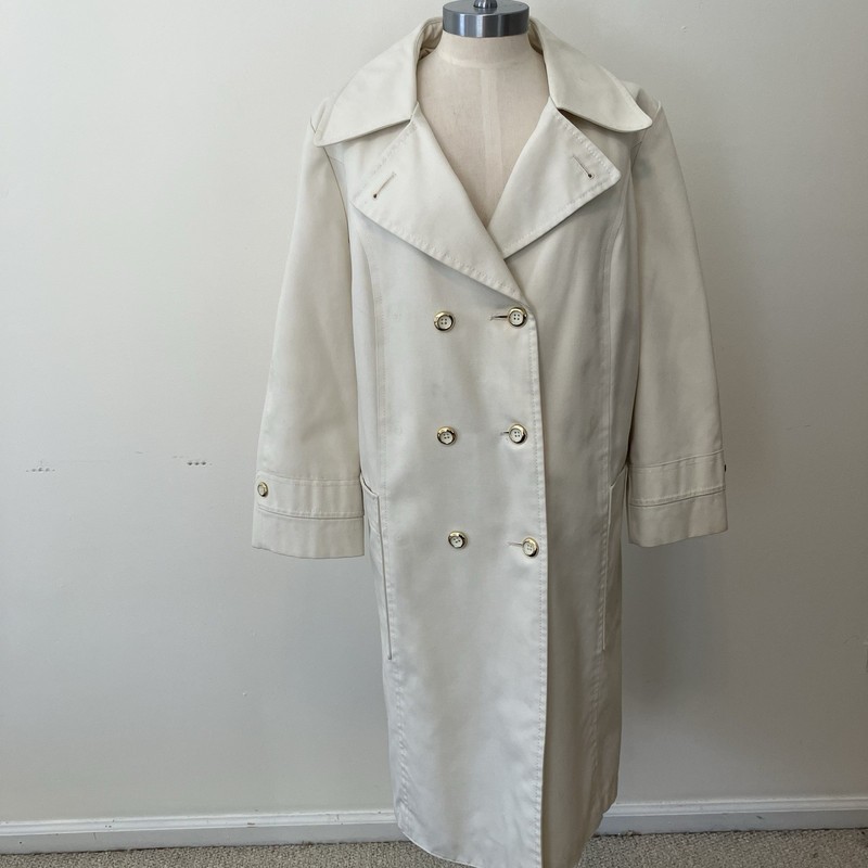 VTG London Fog Women’s Cream Double Breasted Trench Coat Petite 12 Heritage