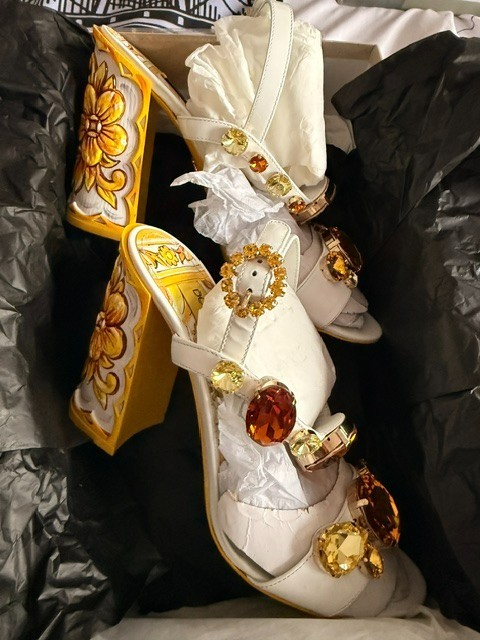 Dolce and Gabbana Patent Leather Sandal With Jewel Embroidery gallery