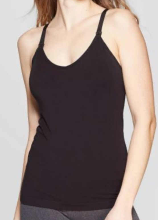 NEW Auden Women’s Nursing Seamless Lightly Lined Cami Top Black Size Medium